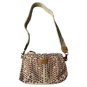 Erin Flett for Anthropologie Clay Polka Dot Canvas Jen Cross Body Bag